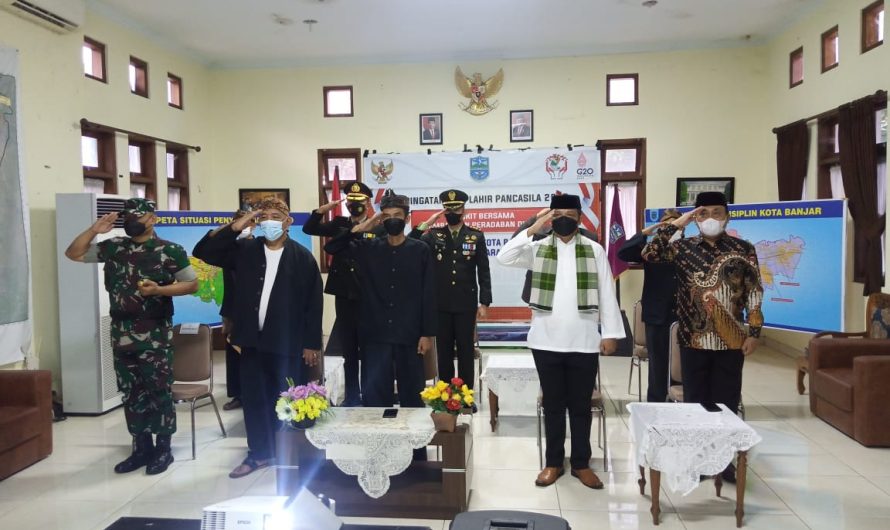 Kodim 0613/Ciamis bersama Forkopimda Kota Banjar serta Jajaran Mengikuti Upacara Peringatan Hari Lahir Pancasila Secara Virtual