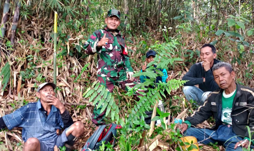 Babinsa Koramil 1306/Panjalu Dampingi Quality Control Pengukuran Tanah Program PTSL tahun 2023