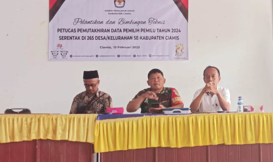 Sertu Ahmadi Babinsa Koramil 1304 Panumbangan, Hadiri Pelantikan dan Bimbingan Pantarlih Pemilu tahun 2024