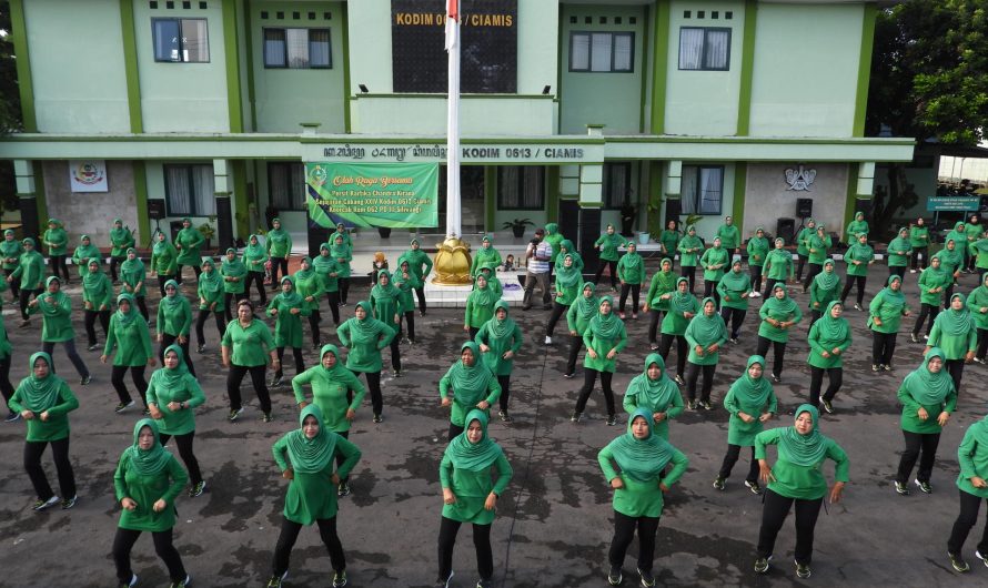 Pererat Tali Silahturahmi Persit KCK CAB XXIV Kodim Ciamis,Senam Bersama