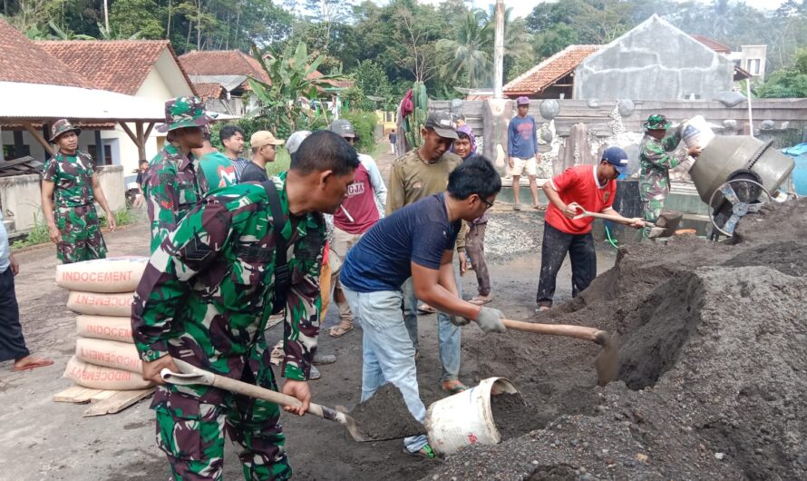 Danramil Kapten Arm Endang Lili, S.Sos.,MM., Pimpin Kerja Bakti Pembangunan Masjid Al Barokah Kawali