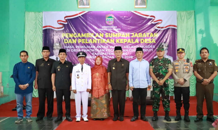 Dandim 0613/Ciamis hadiri acara pelantikan kepala Desa Pamokolan Ciamis