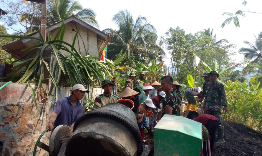 Dengan semangat Hari Jadi TNI ke-78 membara, Satgas TMMD 118 selesaikan jalan rabat beton hingga 90 %