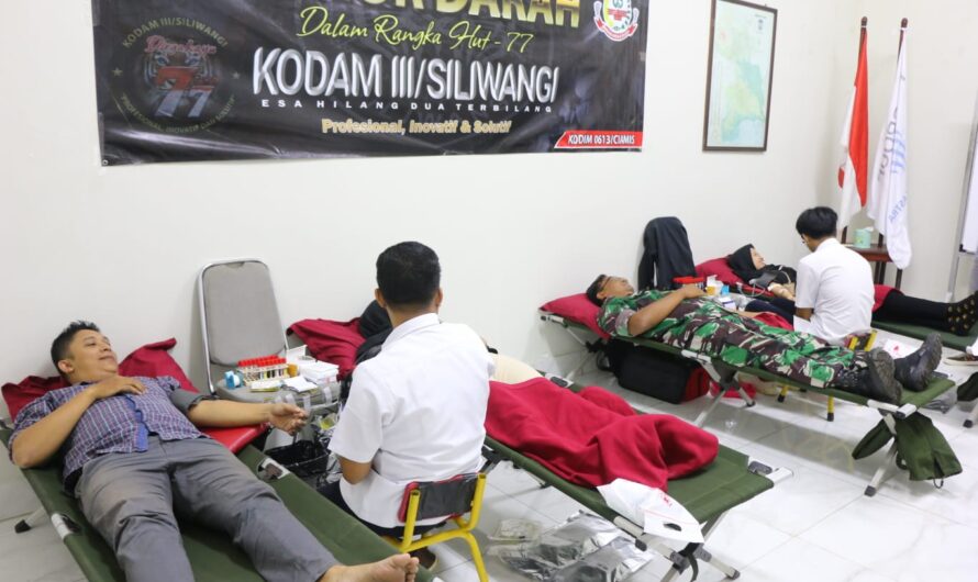 Sambut Hut Kodam III Siliwangi Ke-77, Kodim 0613 Ciamis Gelar Bakti Sosial Donor Darah