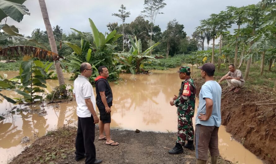 Antisipasi Banjir, Babinsa Koramil 1318/Langensari Cek Volume Air Sungai Cise’el