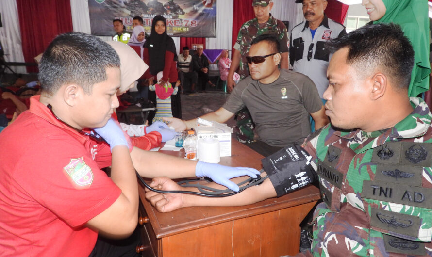 Kodim 0613/Ciamis Gelar Bakti Sosial Donor Darah dan Pemeriksaan Kesehatan Sambut Hut TNI ke-78 dilokasi TMMD ke-118