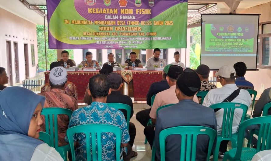 Satgas TMMD ke-126 Kodim 0613/Ciamis Gelar Penyuluhan Kamtibmas, Bahaya Narkoba, dan Hukum di Sukamulya