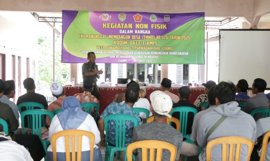 Kodim 0613/Ciamis Tanamkan Wawasan Kebangsaan Lewat TMMD ke-126 di Desa Sukamulya
